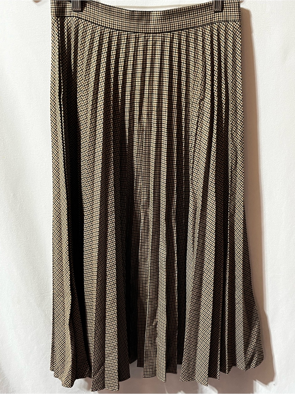 Zara Pleated Houndstooth Midi Skirt - Black & Cream Sz Sm